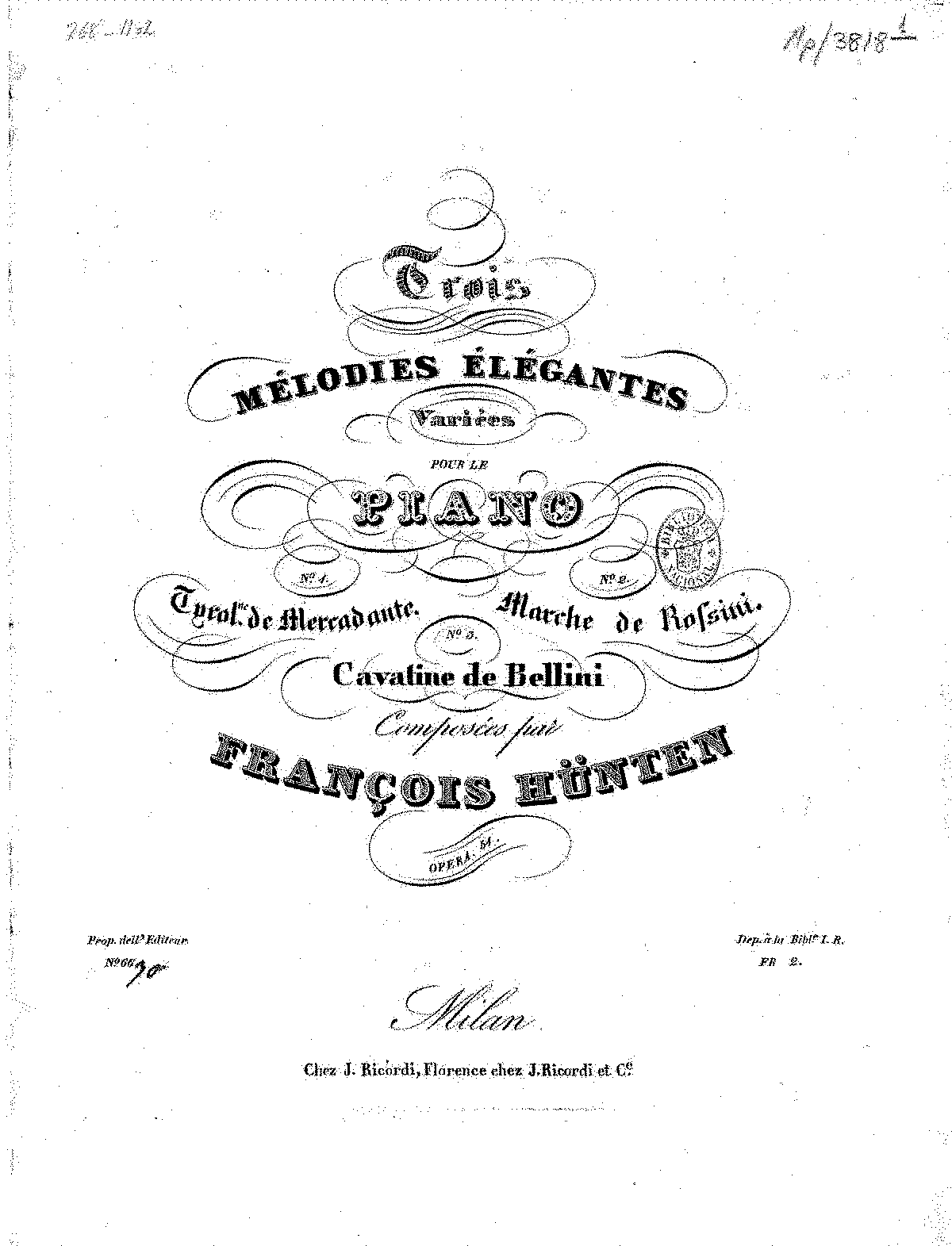 3 Mélodies élégantes, Op.51 (Hünten, François) - IMSLP