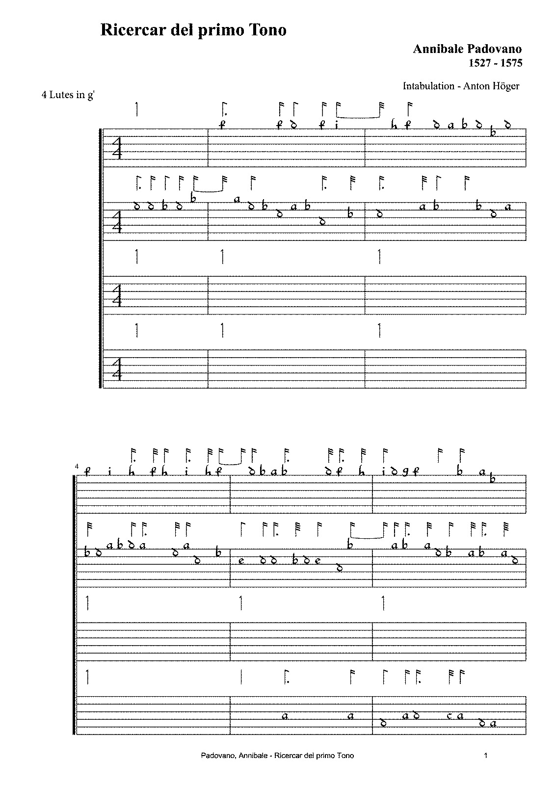 Ricercar del primo Tono (Padovano, Annibale) - IMSLP