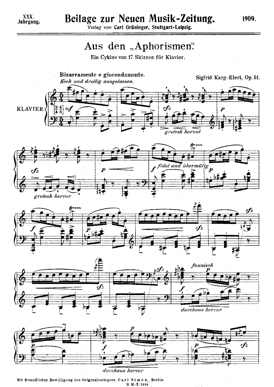 Aphorismen, Op.51 (KargElert, Sigfrid) IMSLP Free Sheet Music PDF