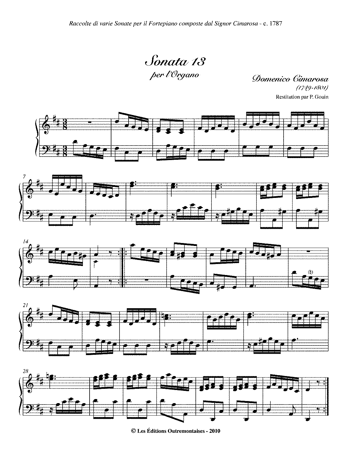 Organ Sonata in D major (Cimarosa, Domenico) - IMSLP