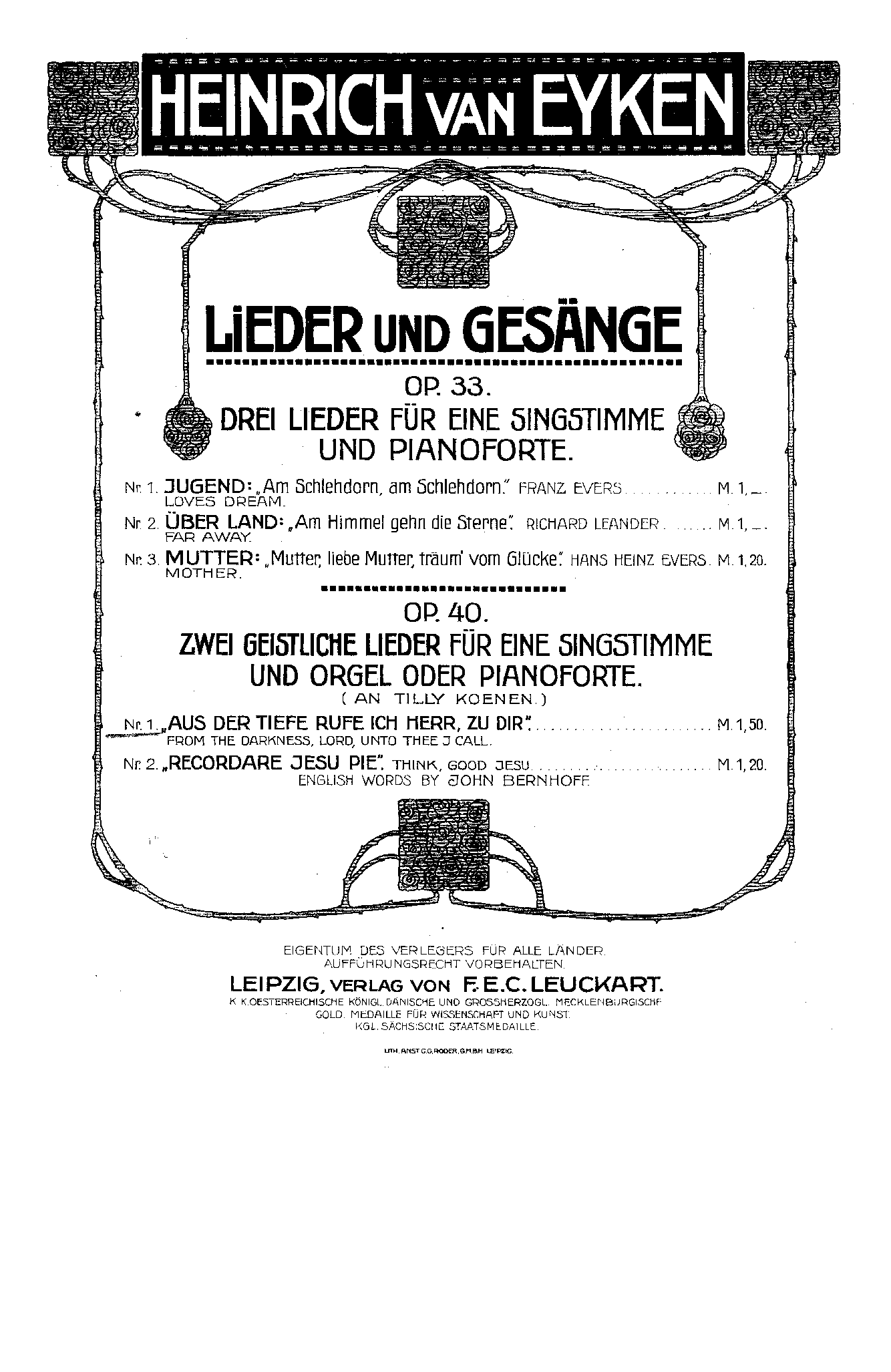 2 Geistliche Lieder, Op.40
