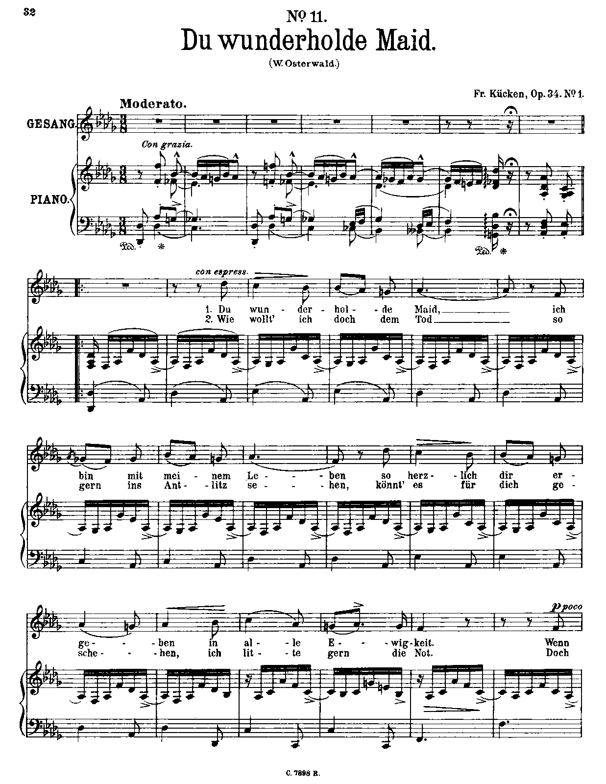 Klaviernoten über Sieben Brücken Mußt Du Gehen 5 Lieder, Op.34 (Kücken, Friedrich Wilhelm) - IMSLP