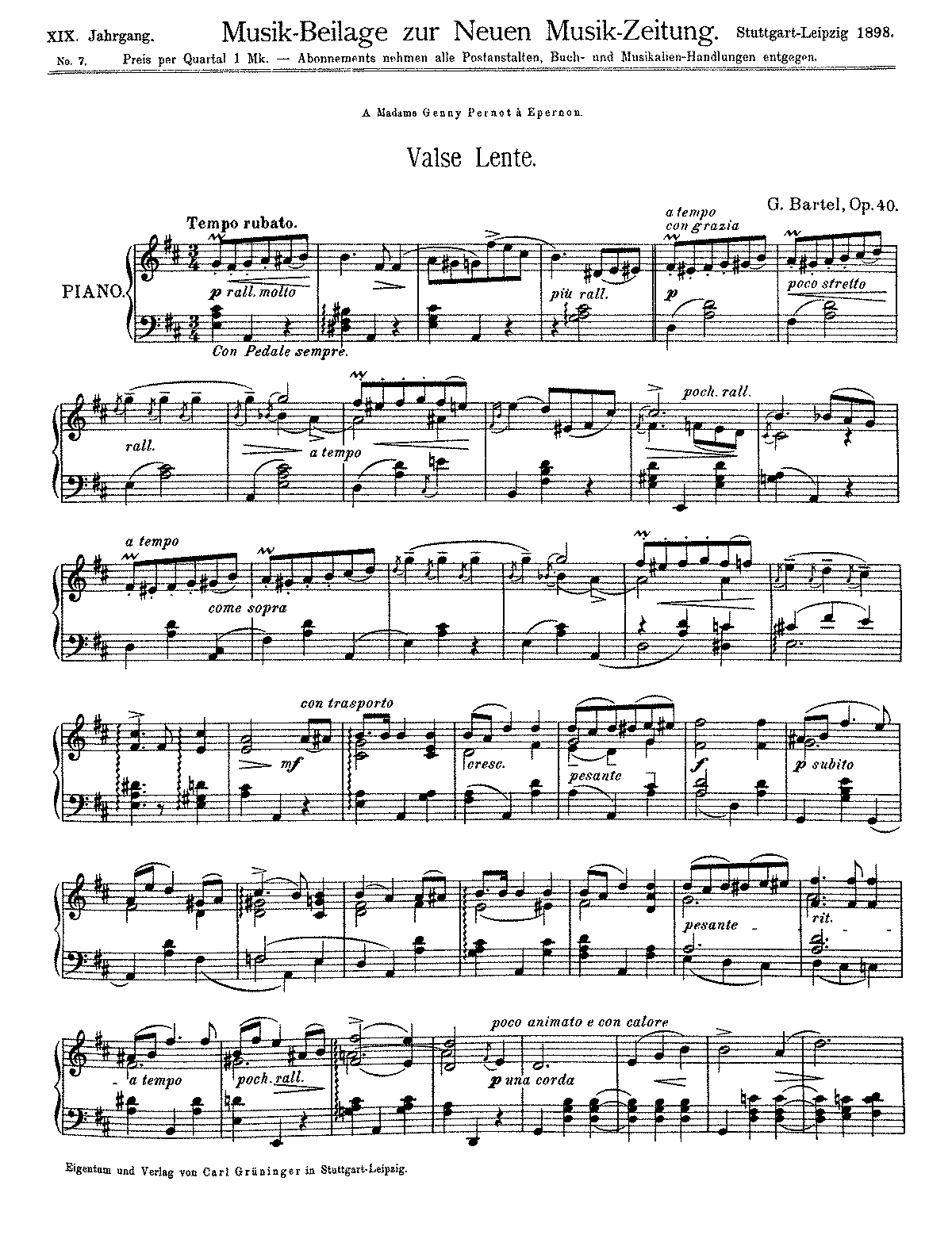 Valse lente, Op.40 (Bartel, Günther) - IMSLP: Free Sheet Music PDF Download
