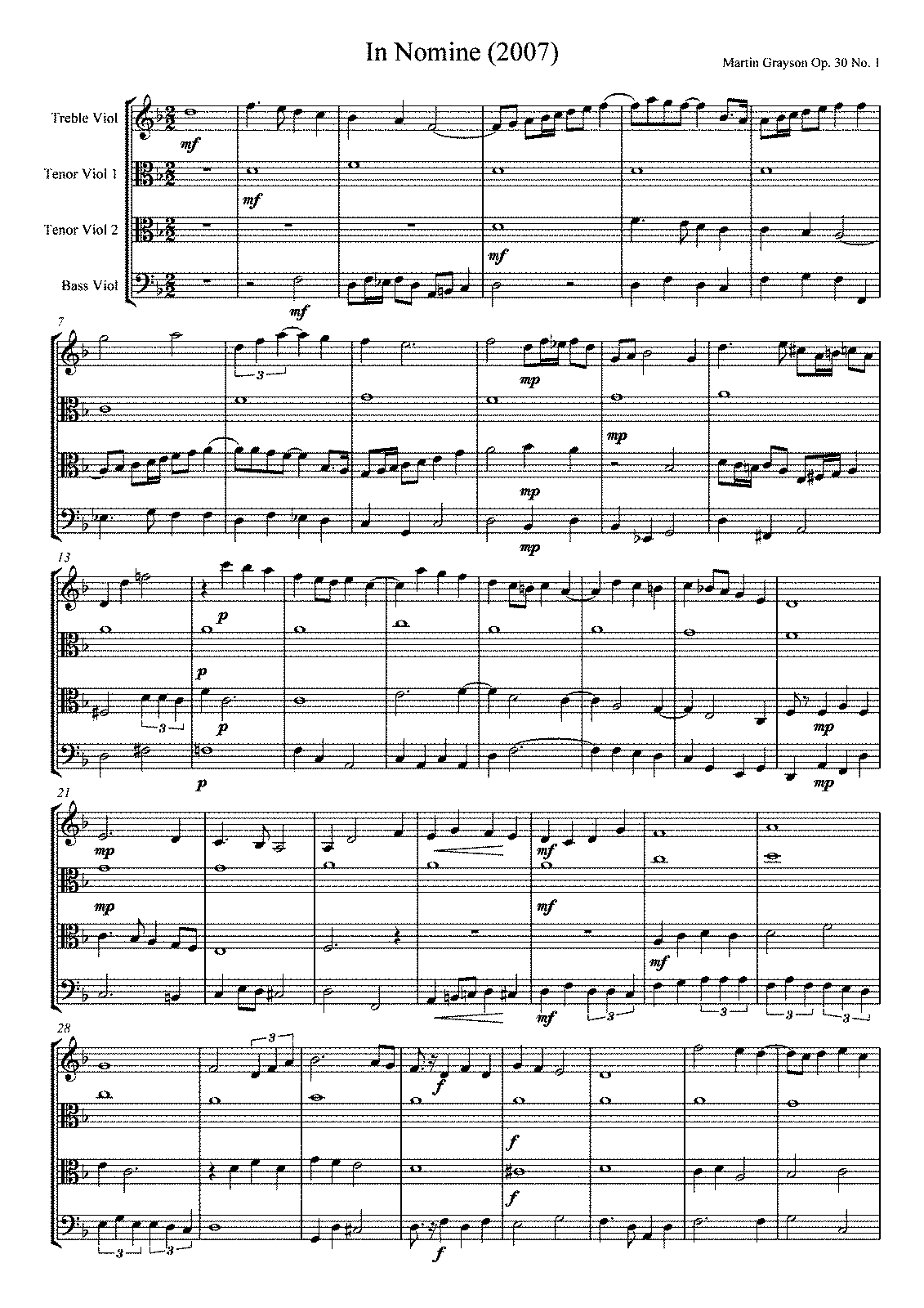 In Nomines A 4, Op.30 (grayson, Martin) - Imslp: Free Sheet Music Pdf 