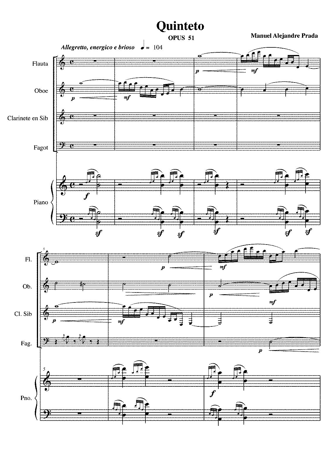 Quintet for Piano and Winds, Op.51 (Alejandre Prada, Manuel) - IMSLP