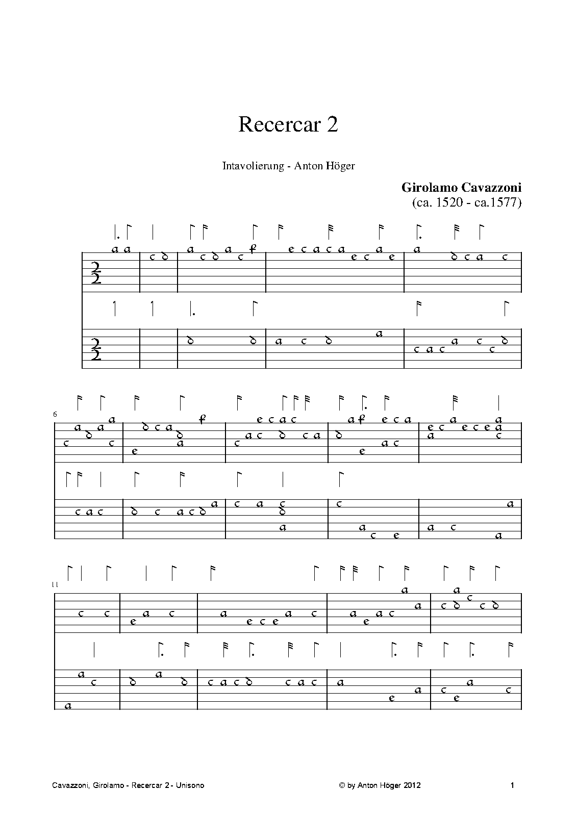 Ricercar II (Cavazzoni, Girolamo) IMSLP