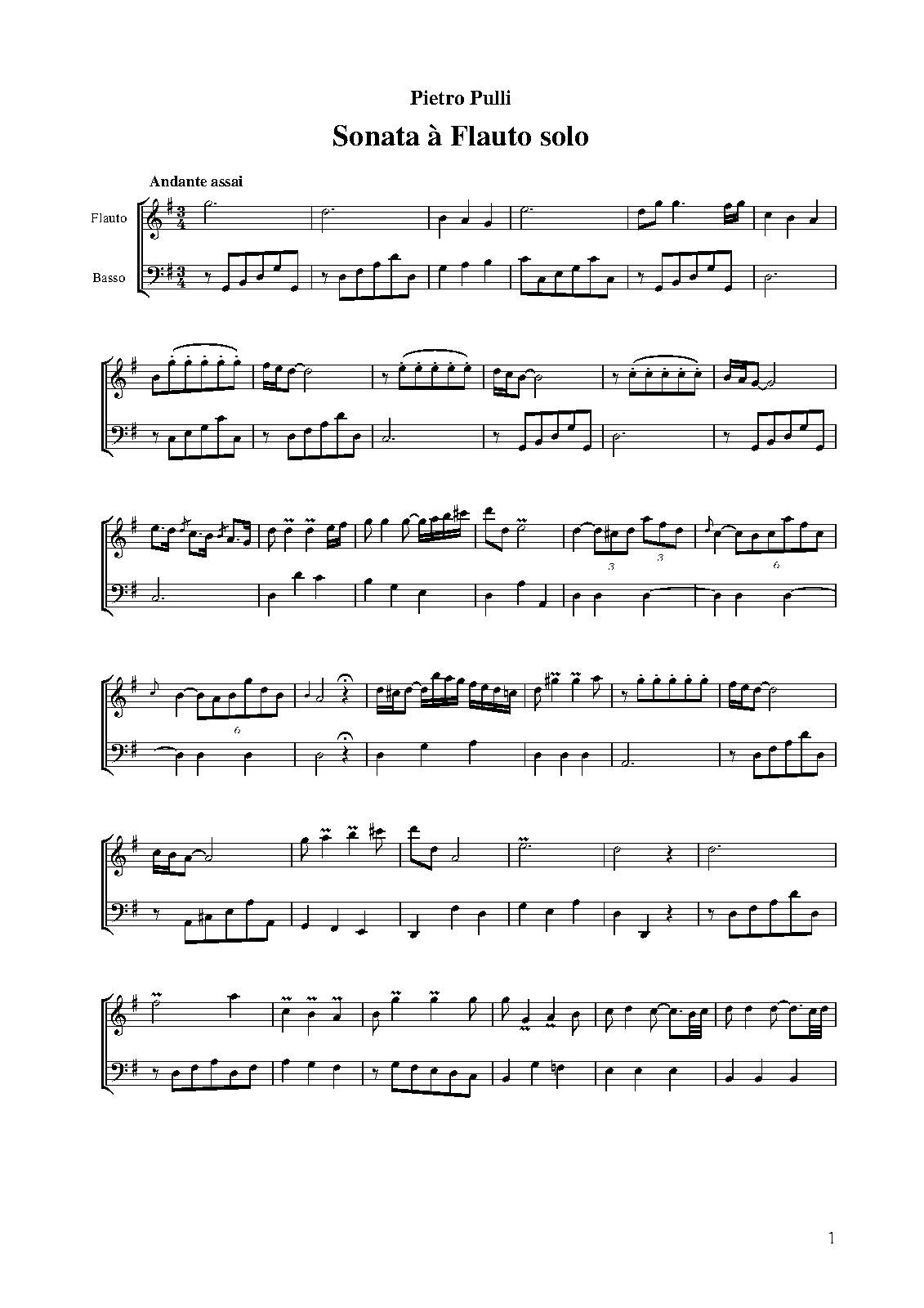 Recorder Sonata in G major (Pulli, Pietro) IMSLP