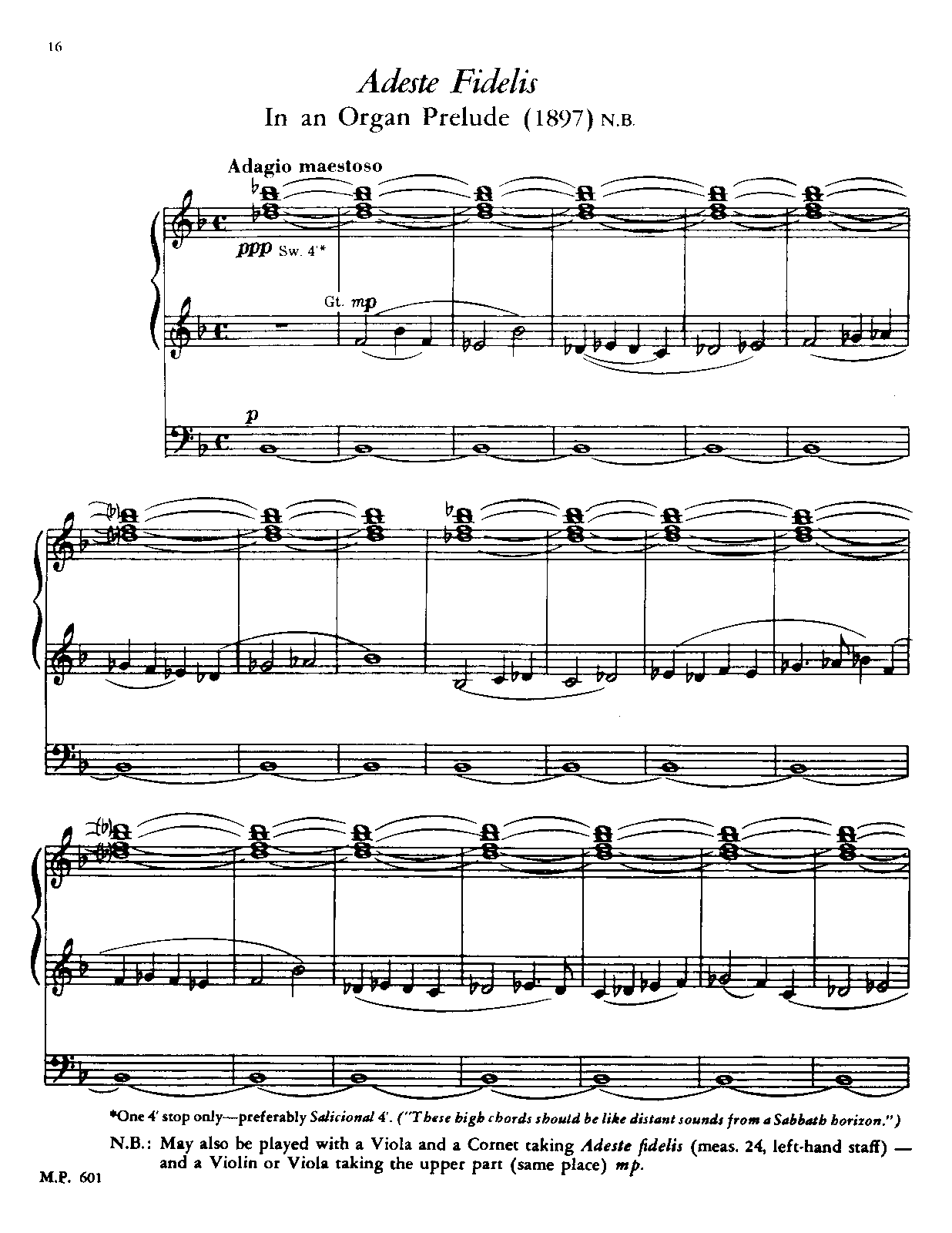 'Adeste fideles' in an Organ Prelude