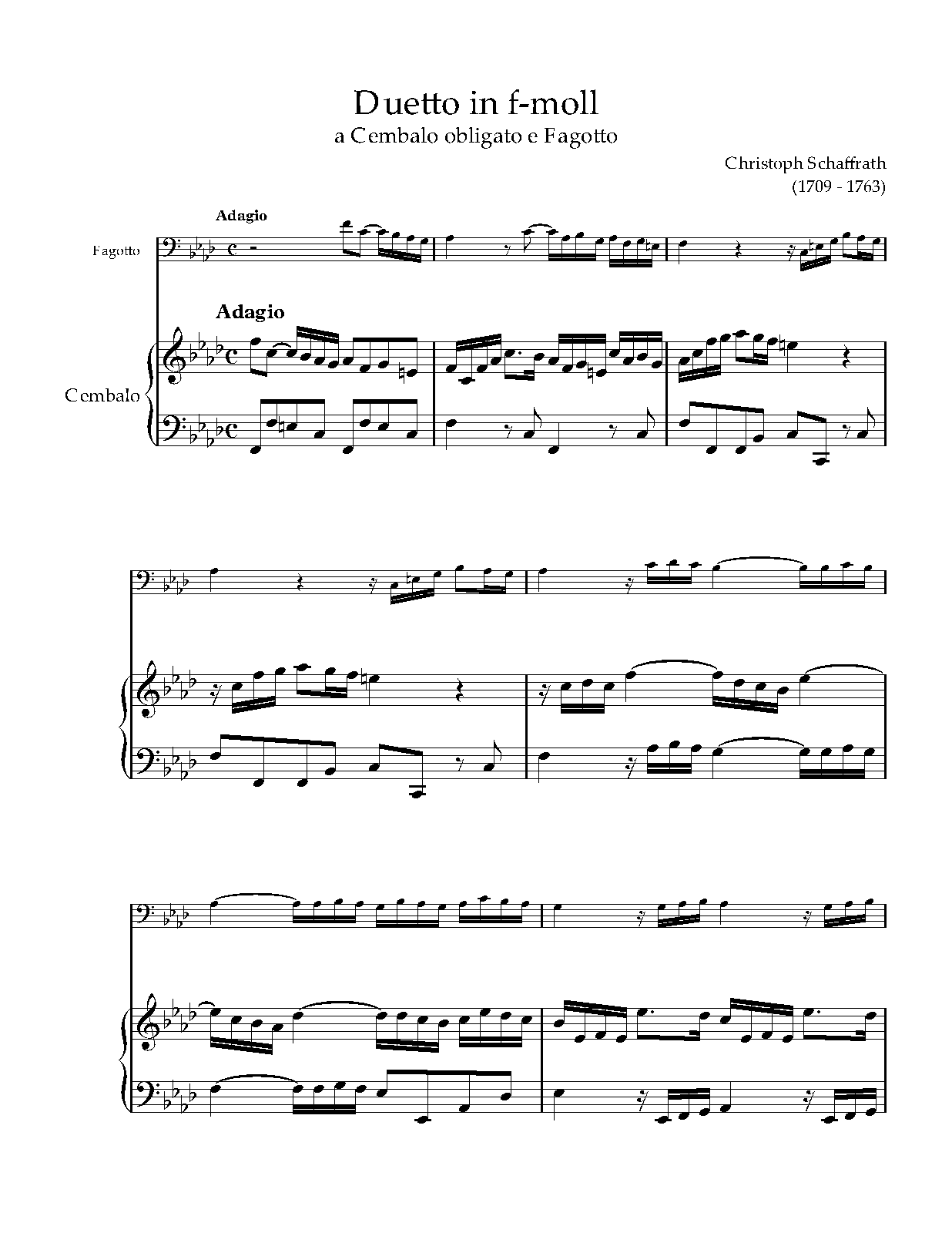 Duetto for Bassoon and Harpsichord in F minor, CSWV F18 (Schaffrath