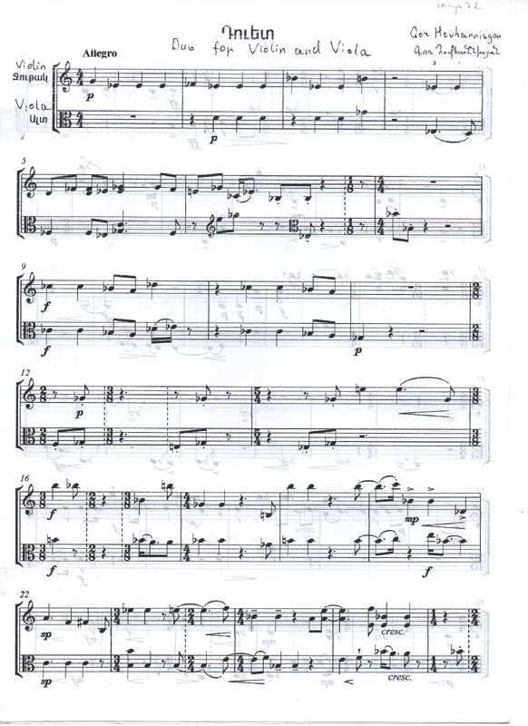 Duo for Violin and Viola (Hovhannisyan, Gor) IMSLP