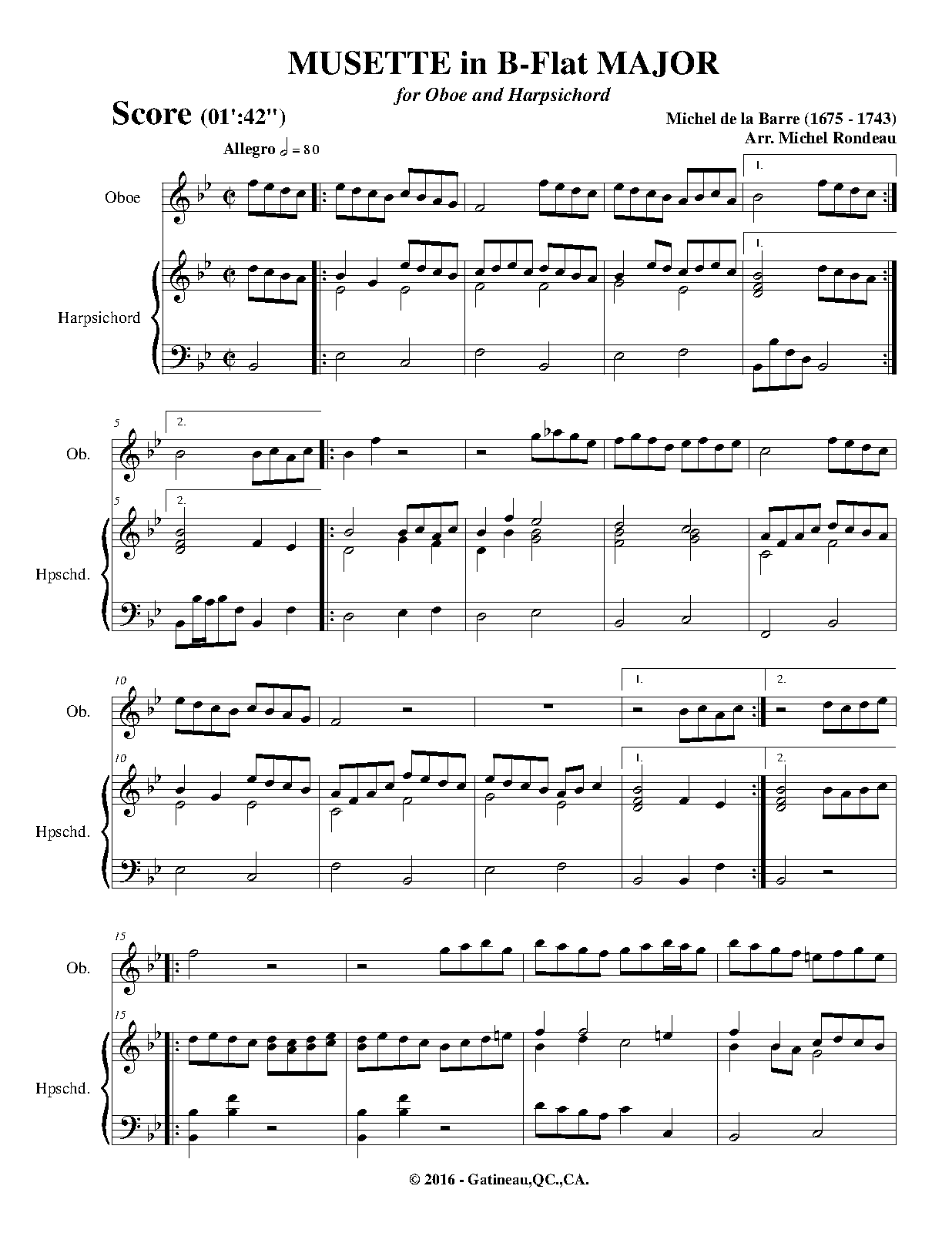 Suite No.1 for 2 Flutes (La Barre, Michel de) IMSLP Free Sheet Music
