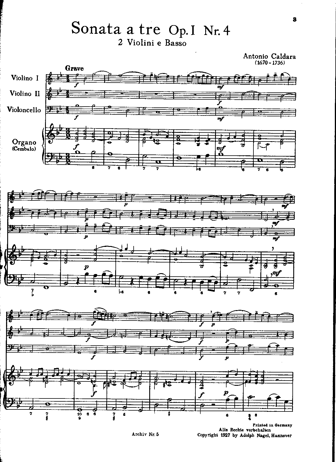 Trio Sonatain A Major (score) - Op. 4, No. 3