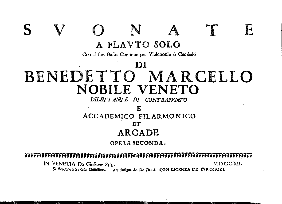 12 Recorder Sonatas, Op.2 (Marcello, Benedetto) - IMSLP: Free Sheet ...