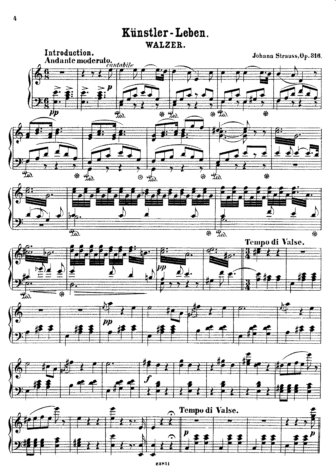 Künstlerleben, Op.316 (Strauss Jr., Johann) - IMSLP: Free Sheet Music ...