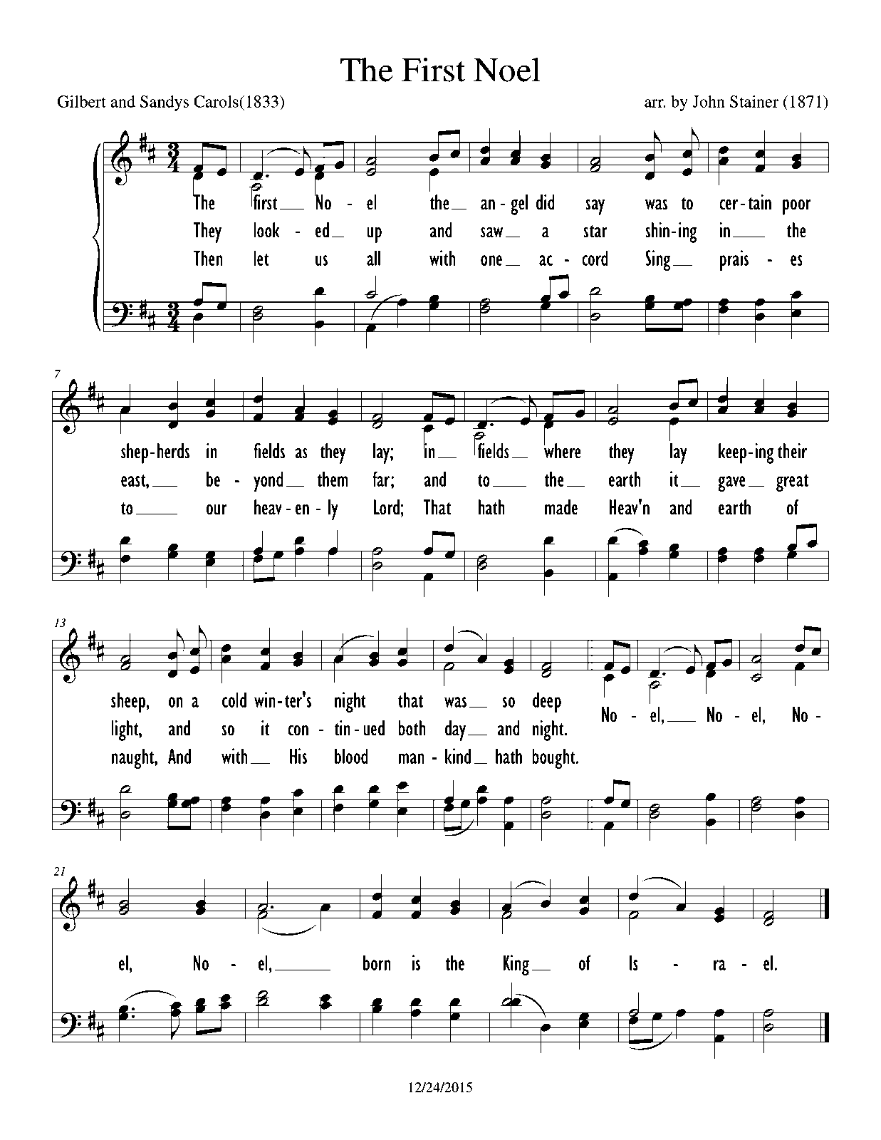 The First Noel Sheet Music Satb