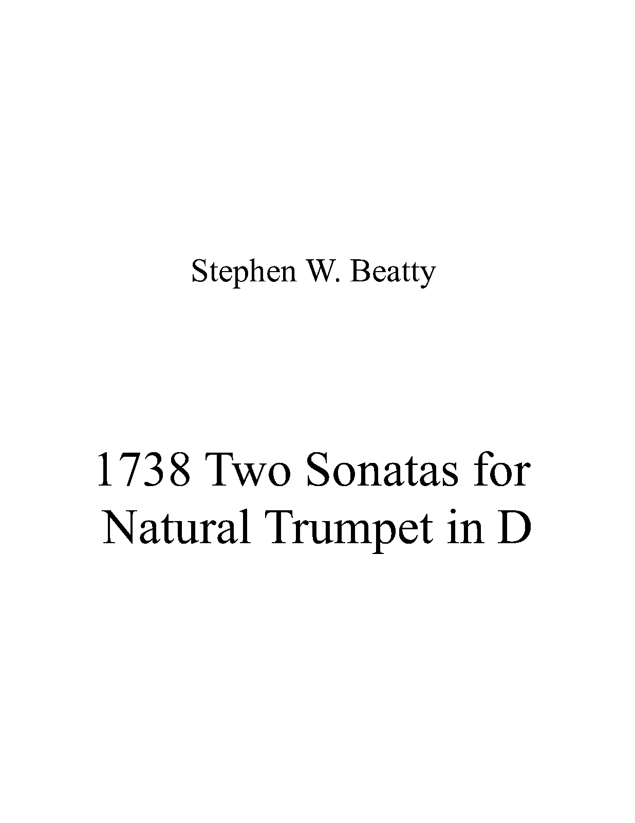 Two Sonatas for Natural Trumpet in D