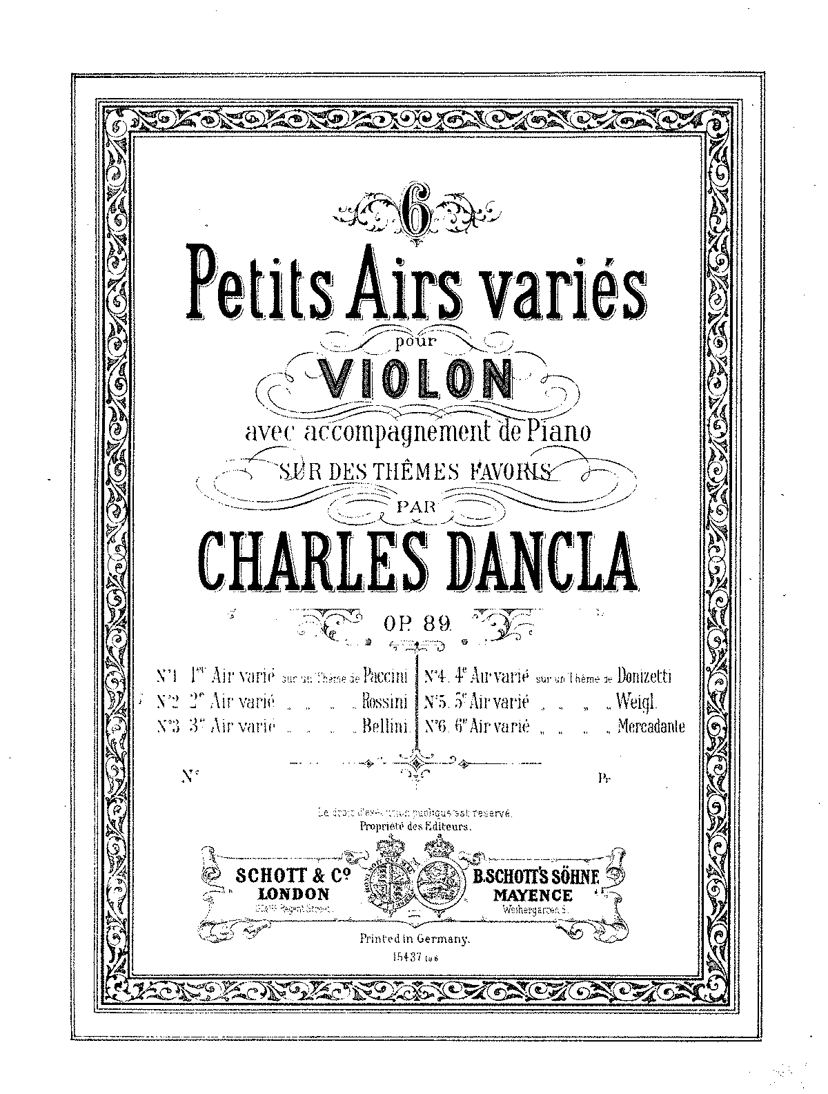 6 Airs variés, Series I, Op.89 (Dancla, Charles) - IMSLP: Free Sheet ...