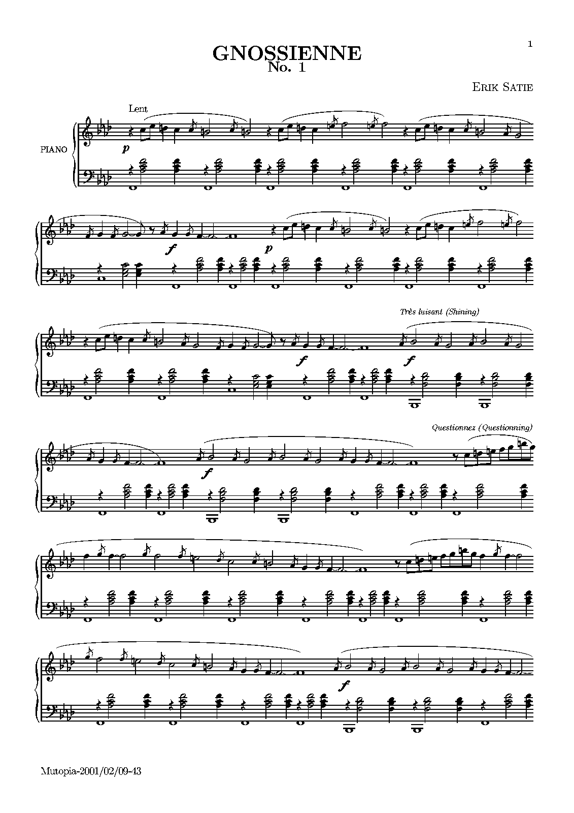 gnossienne 1 satie pdf