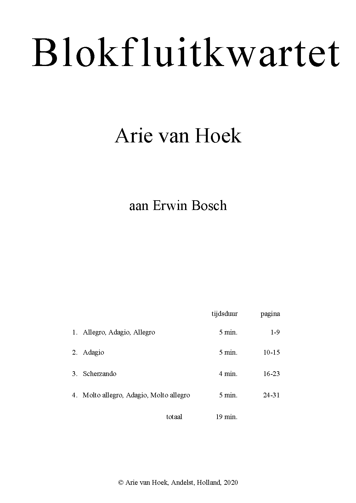 Recorder Quartet (Hoek, Arie van) IMSLP
