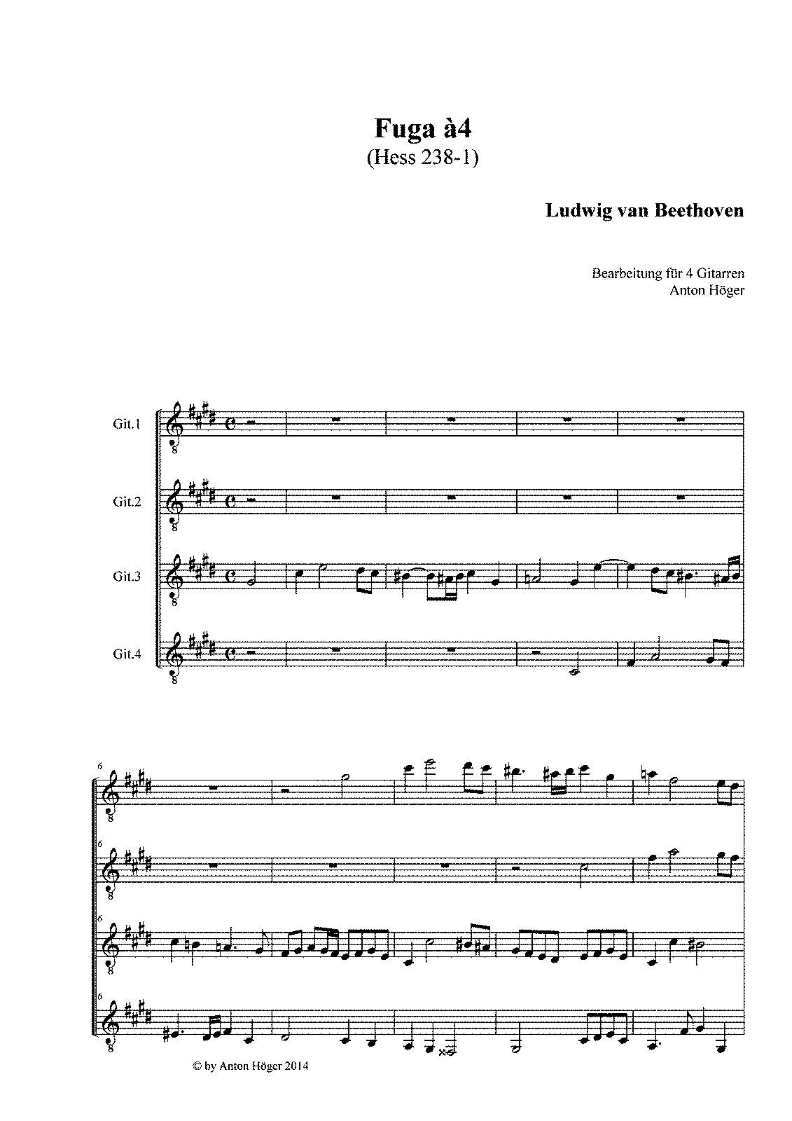 9 Fugues for 4 Voices, Hess 238 (Beethoven, Ludwig van) - IMSLP