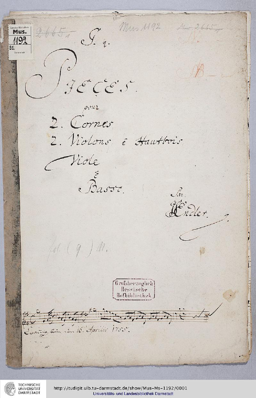 Orchestra Pieces, ULB MusMs 1192 (Endler, Johann Samuel) IMSLP