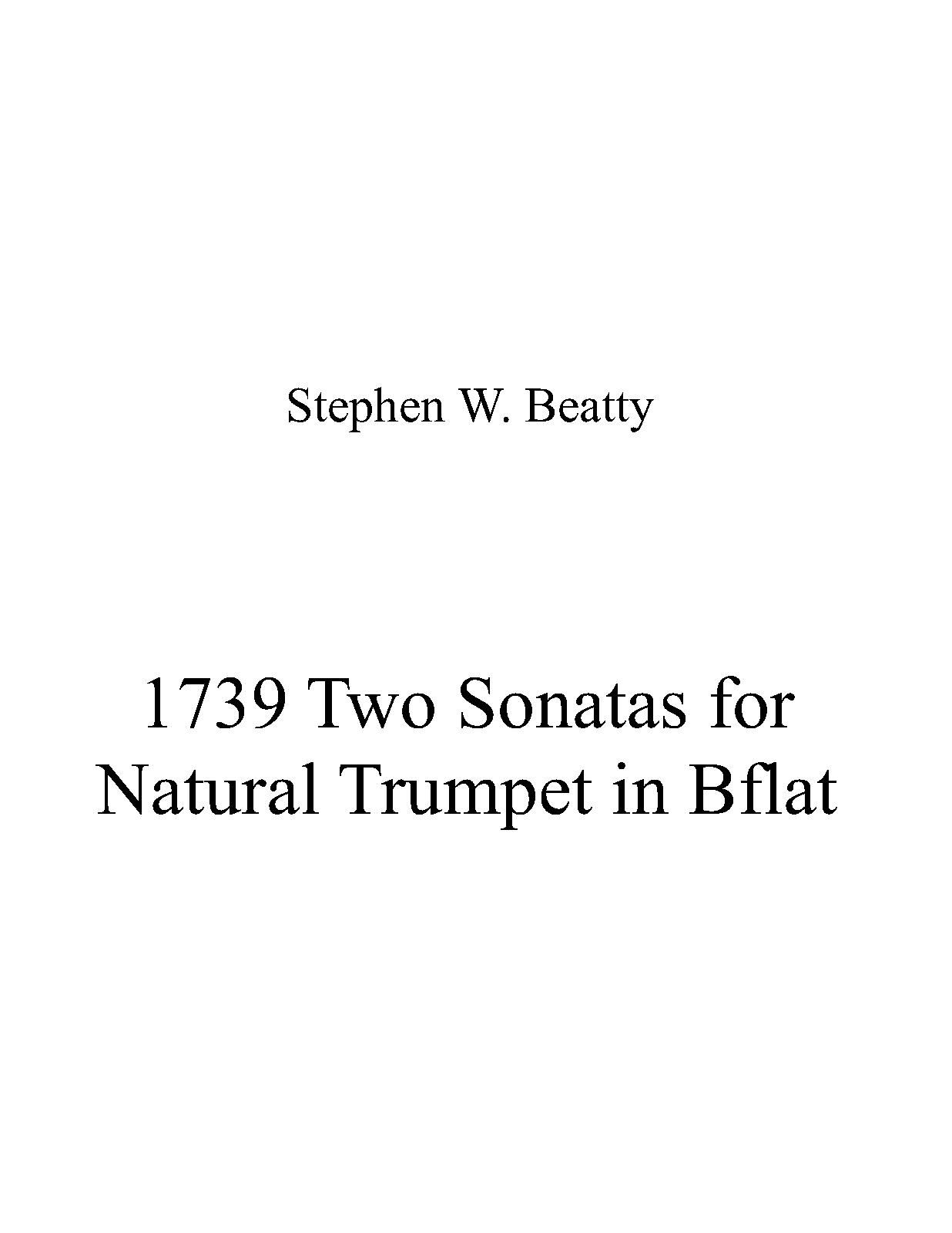Two Sonatas for Natural Trumpet in Bflat