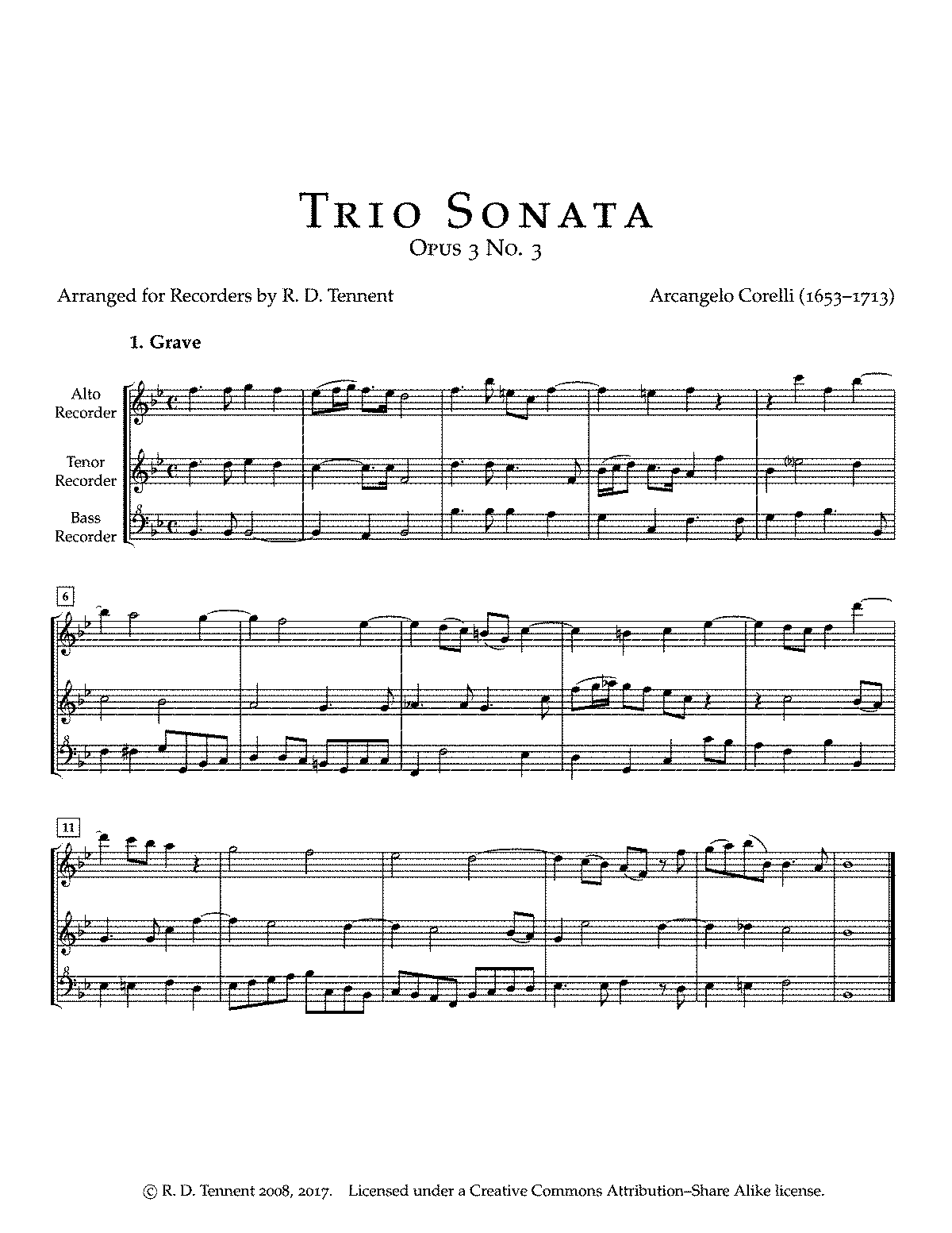 Trio Sonata In B-flat Major, Op.3 No.3 (Corelli, Arcangelo) - IMSLP