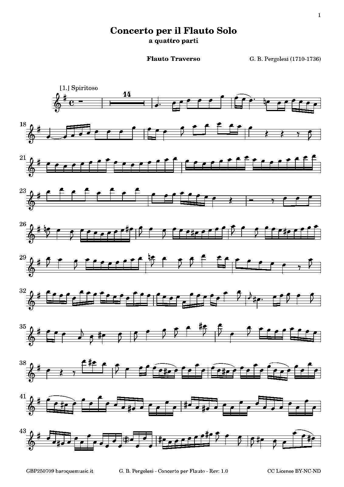 Flute Concerto in G major, P.33 (Pergolesi, Giovanni Battista) IMSLP