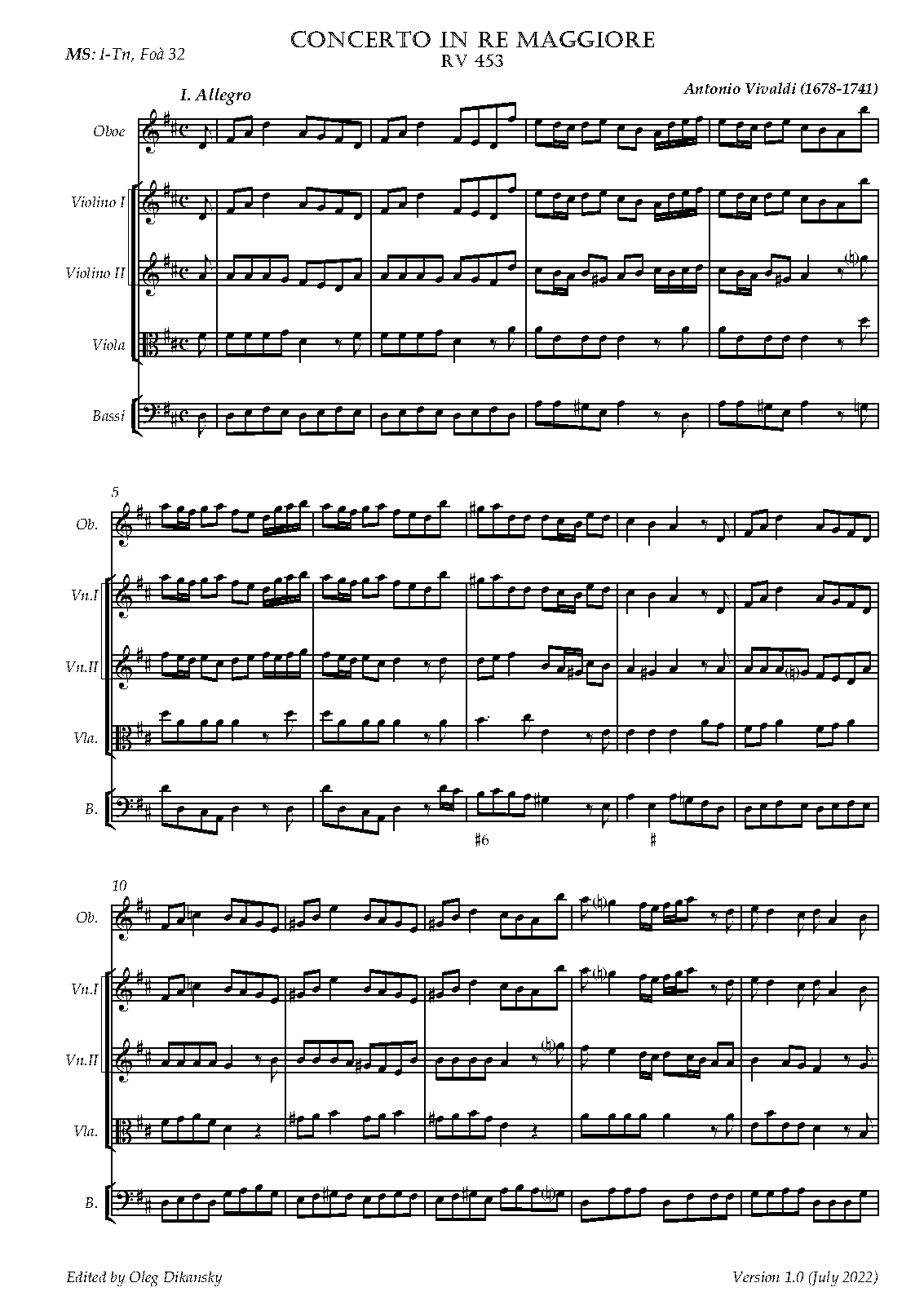 Oboe Concerto in D major, RV 453 (Vivaldi, Antonio) IMSLP