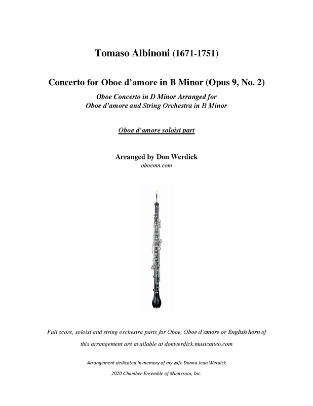 Oboe Concerto in D minor, Op.9 No.2 (Albinoni, Tomaso) IMSLP Free