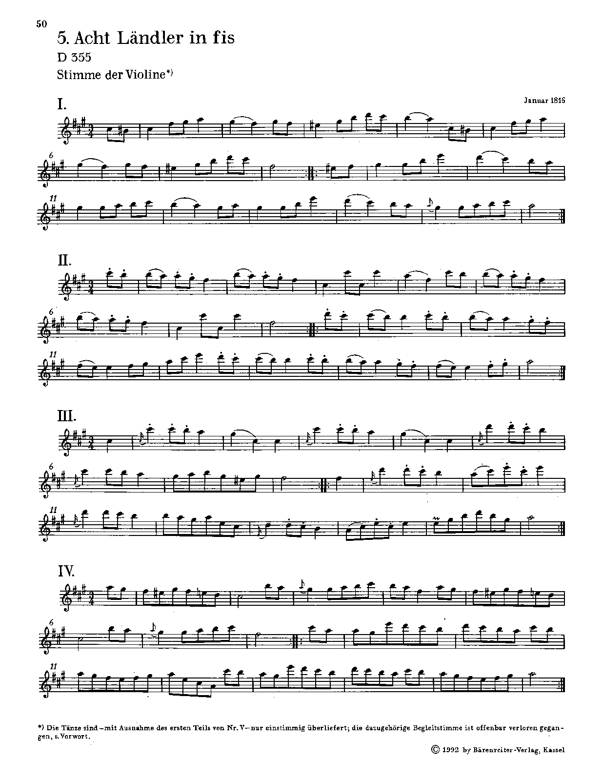 8 Ländler in F-sharp minor