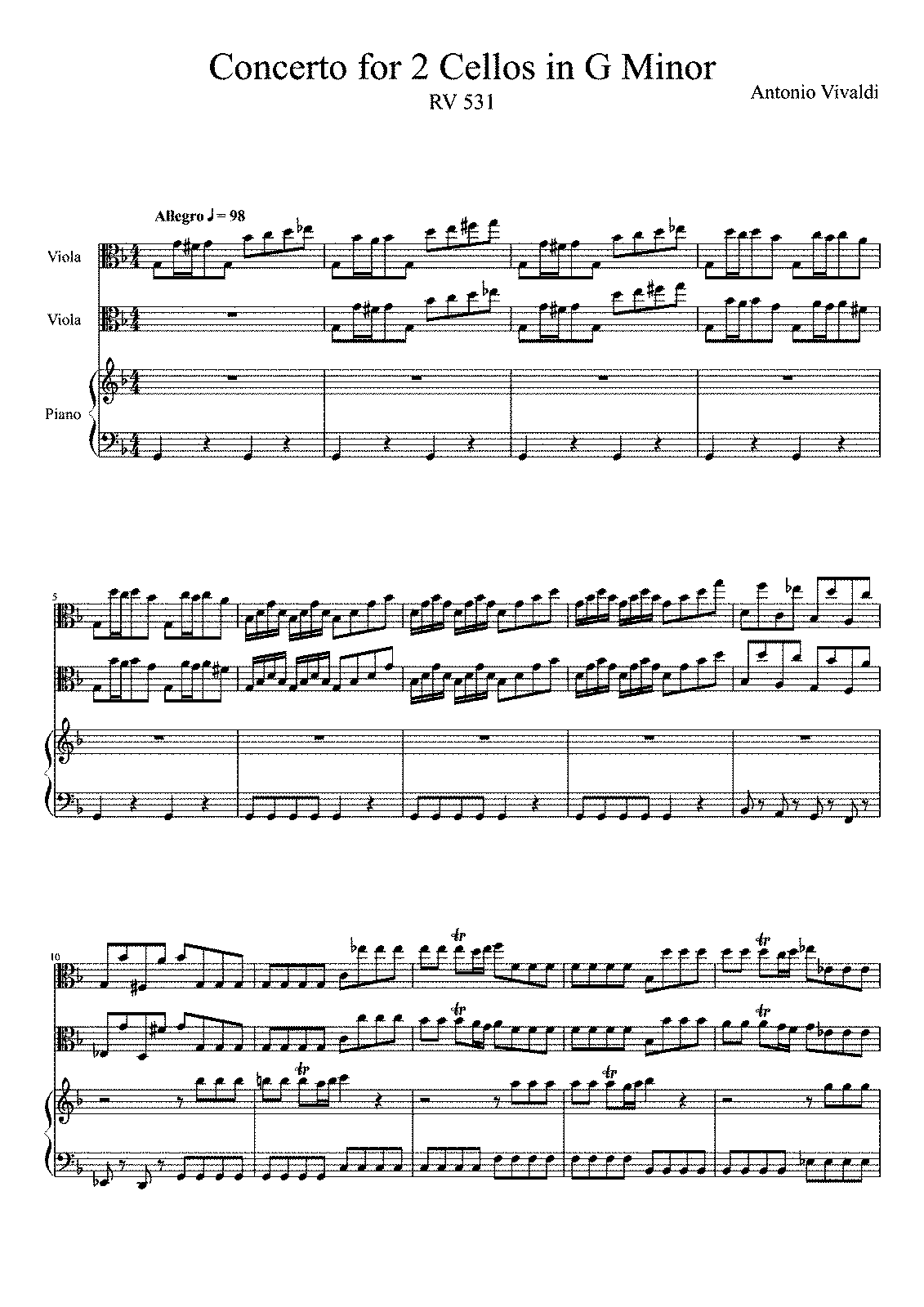 Вивальди rv. Вивальди - концерт in g Minor. Vivaldi variation Arr. For Piano from Concerto for Strings in g Minor, RV 156 Ноты для фортепиано. 2 Cellos Вивальди. Vivaldi variation Arr. For Piano from Concerto Ноты.