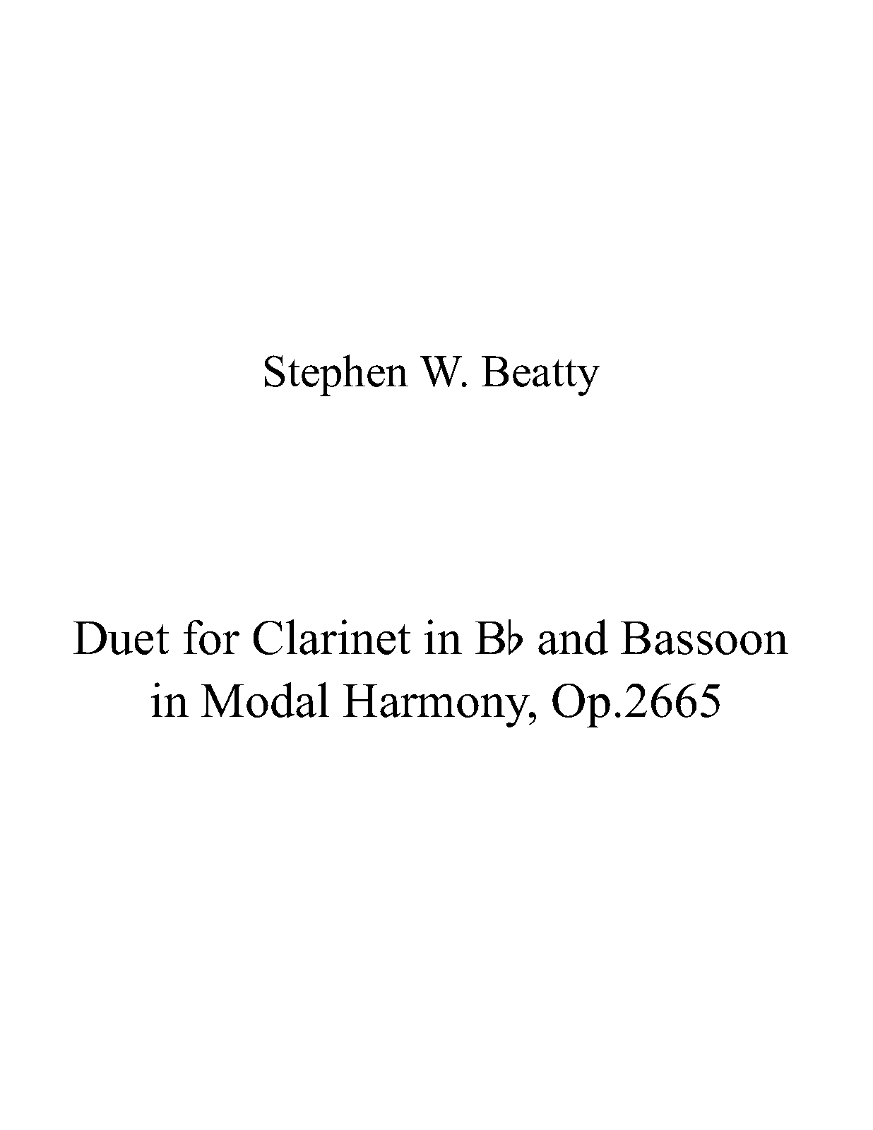 Duet for in Bb and Bassoon in Modal Harmony, Op.2665 (Beatty