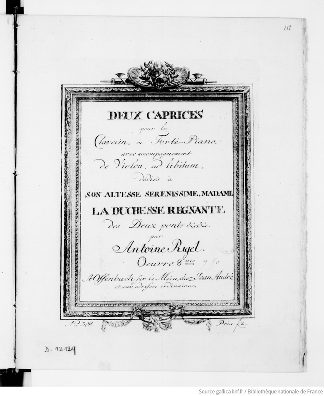 2 Caprices pour le clavecin ou forte piano avec accompagnement de violon ad libitum