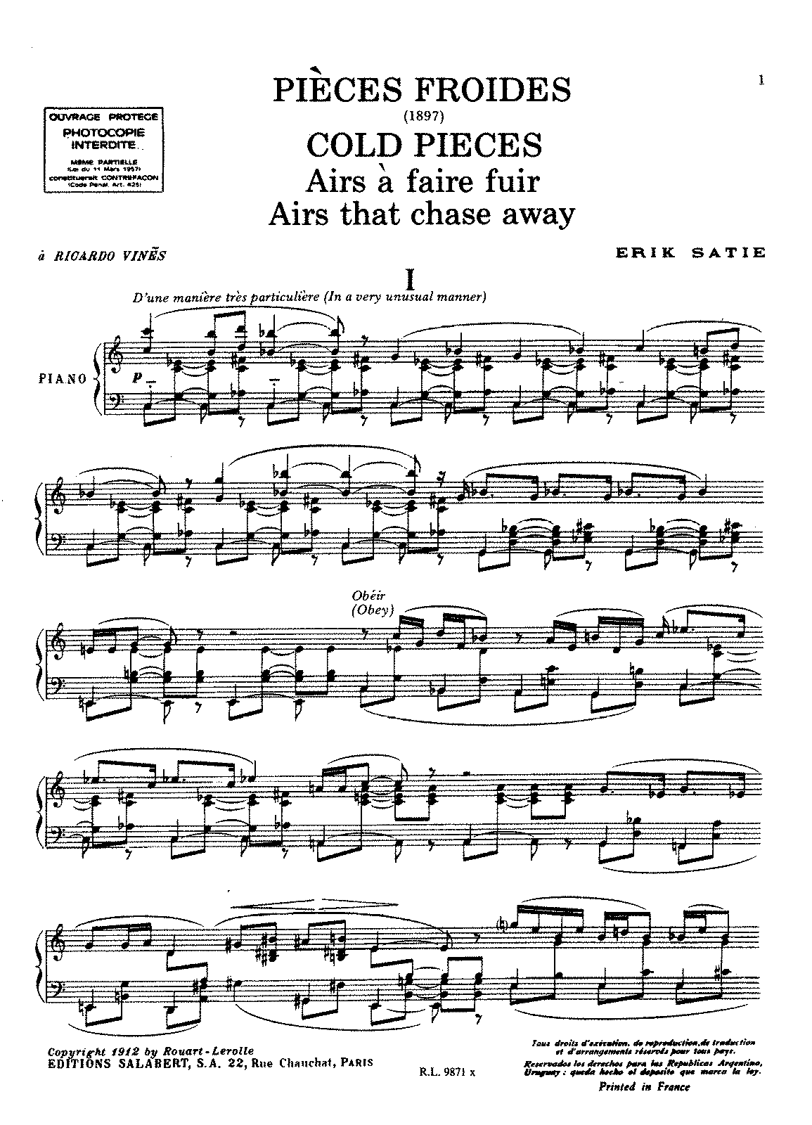 Erik Satie früher Klavier arbeitet Rar-Dateien