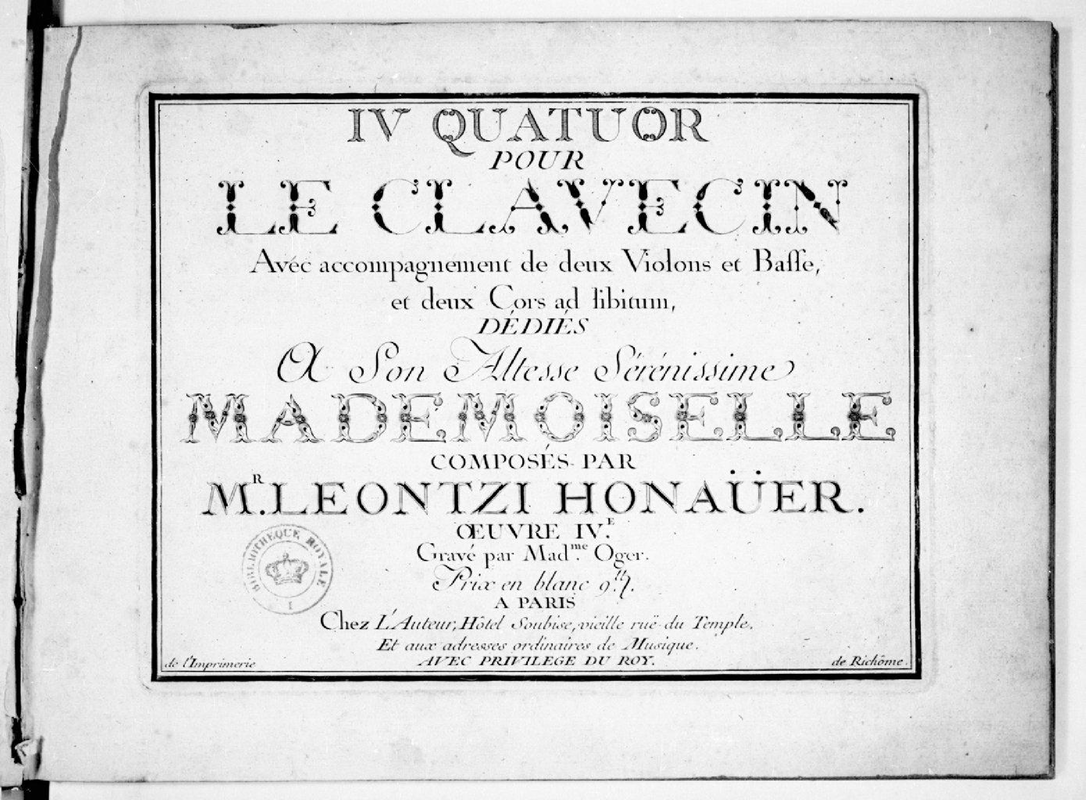 4 Harpsichord Quartets, Op.4 (Honauer, Leontzi) IMSLP
