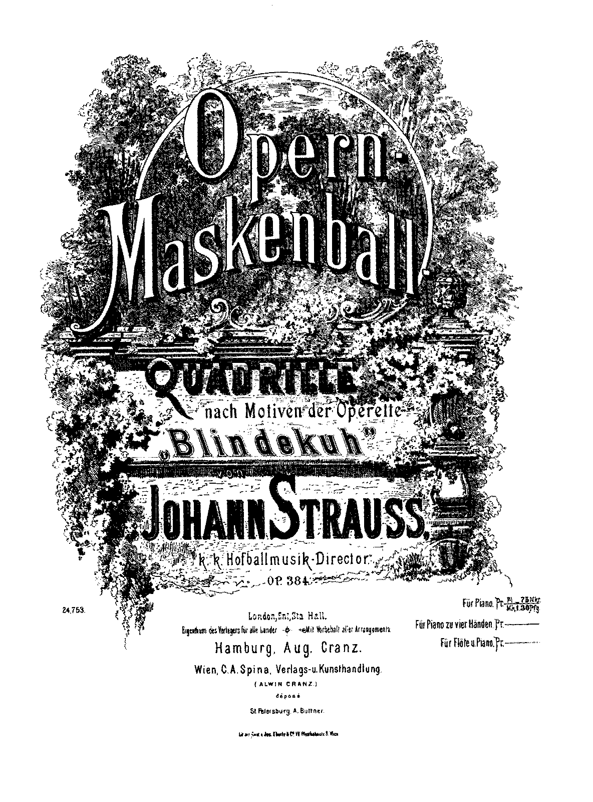 Opern-Maskenball-Quadrille, Op.384