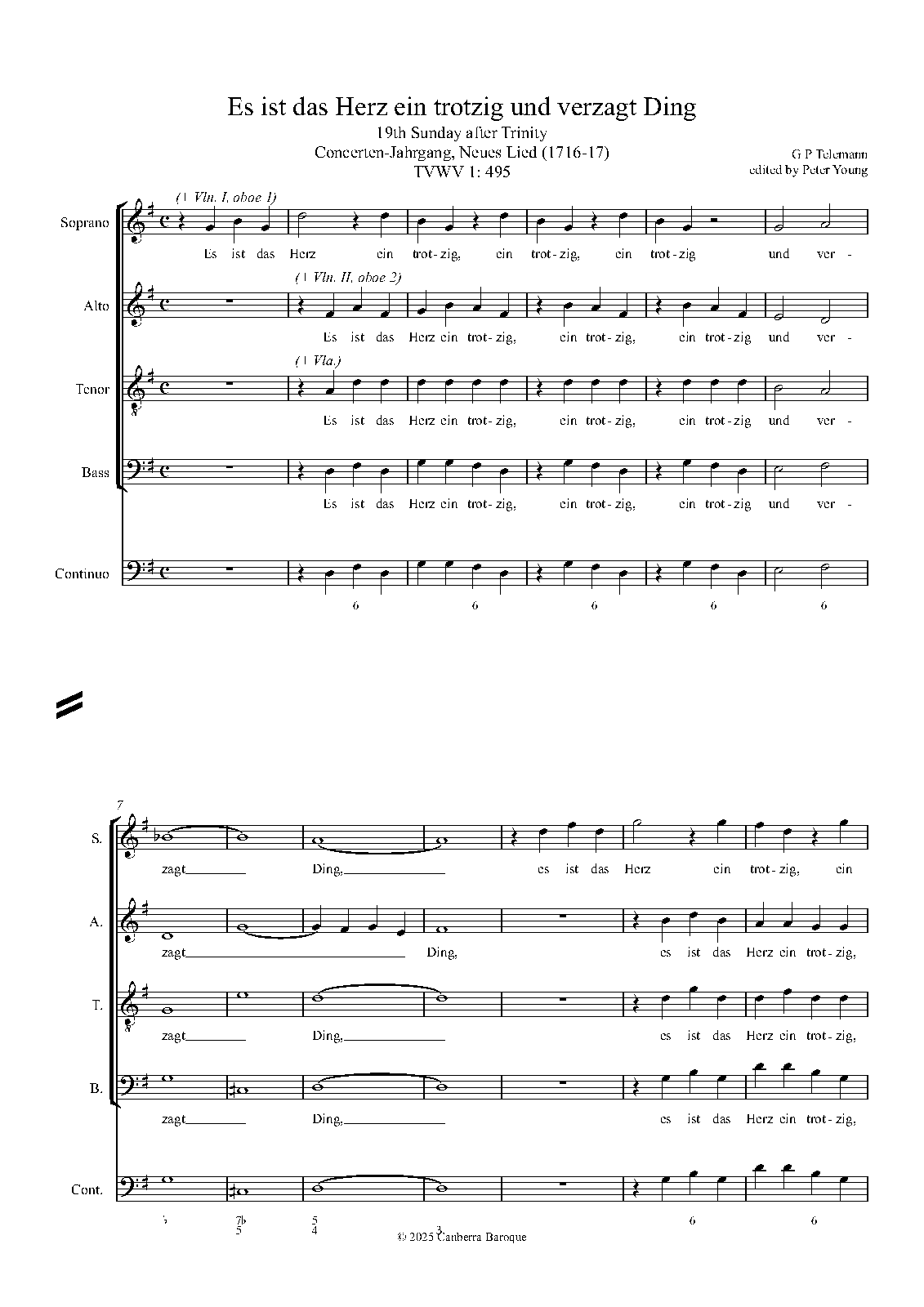 Es ist das Herz ein trotzig und verzagt Ding, TWV 1:495
