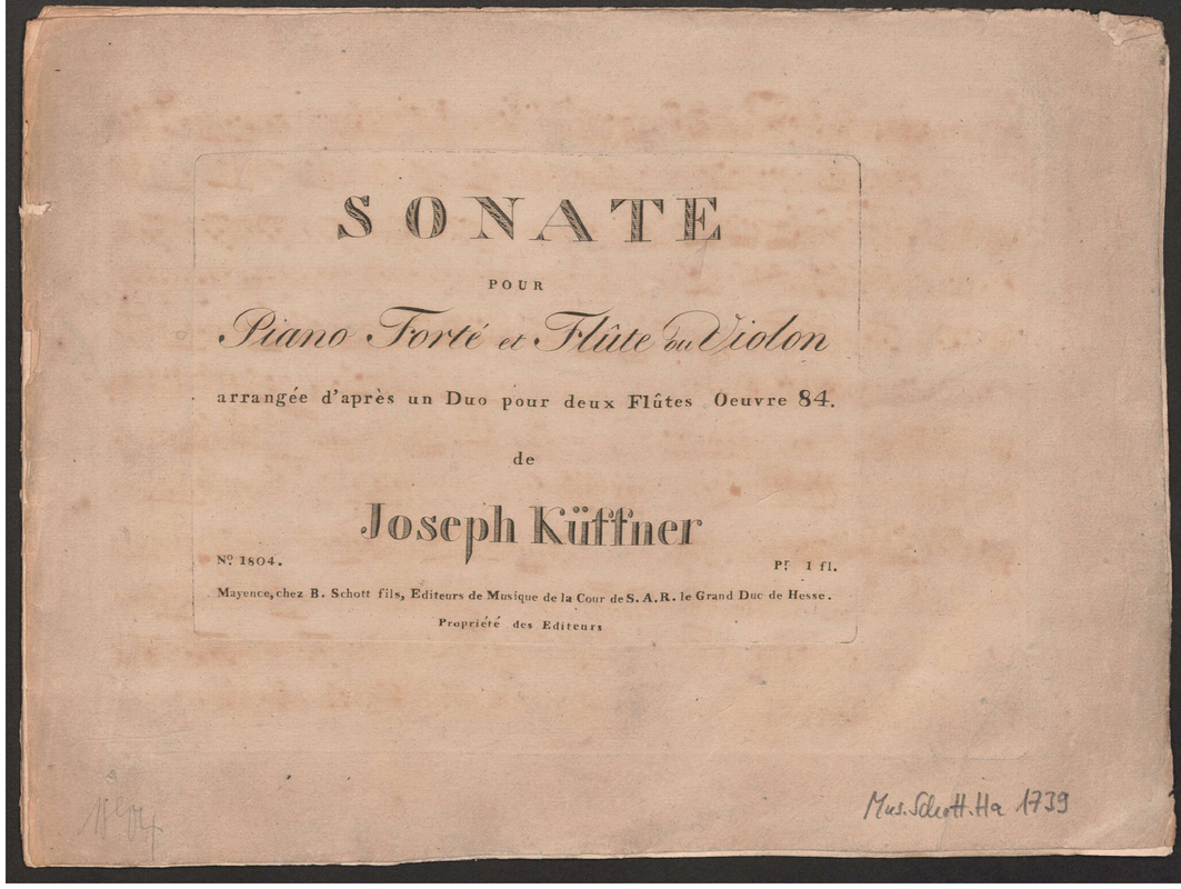 Sonate pour Piano Forté et Flûte ou Violon