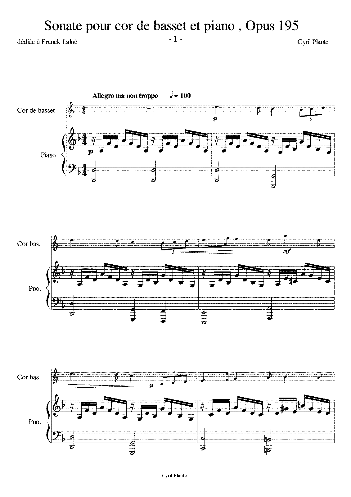Basset Horn Sonata, Op.195 (Plante, Cyril) - IMSLP