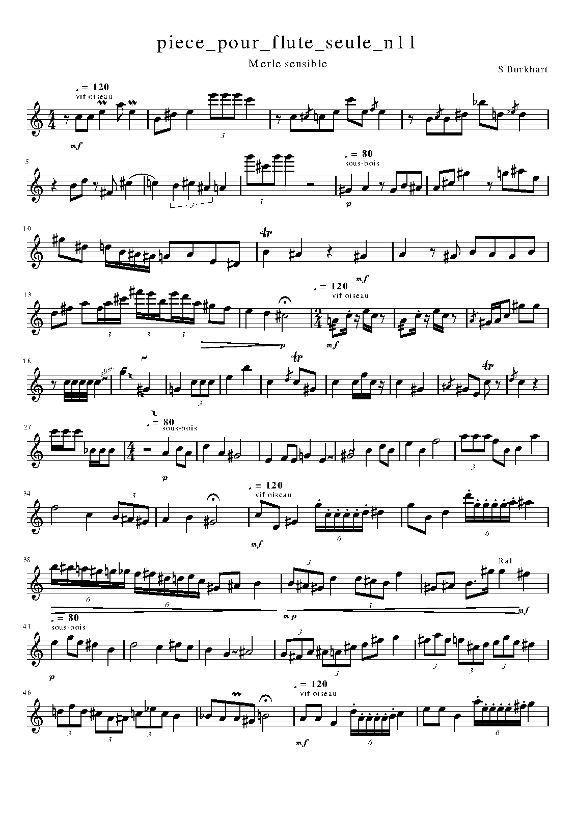 Solo No.11 for Flute (Burkhart, Stéphane) IMSLP