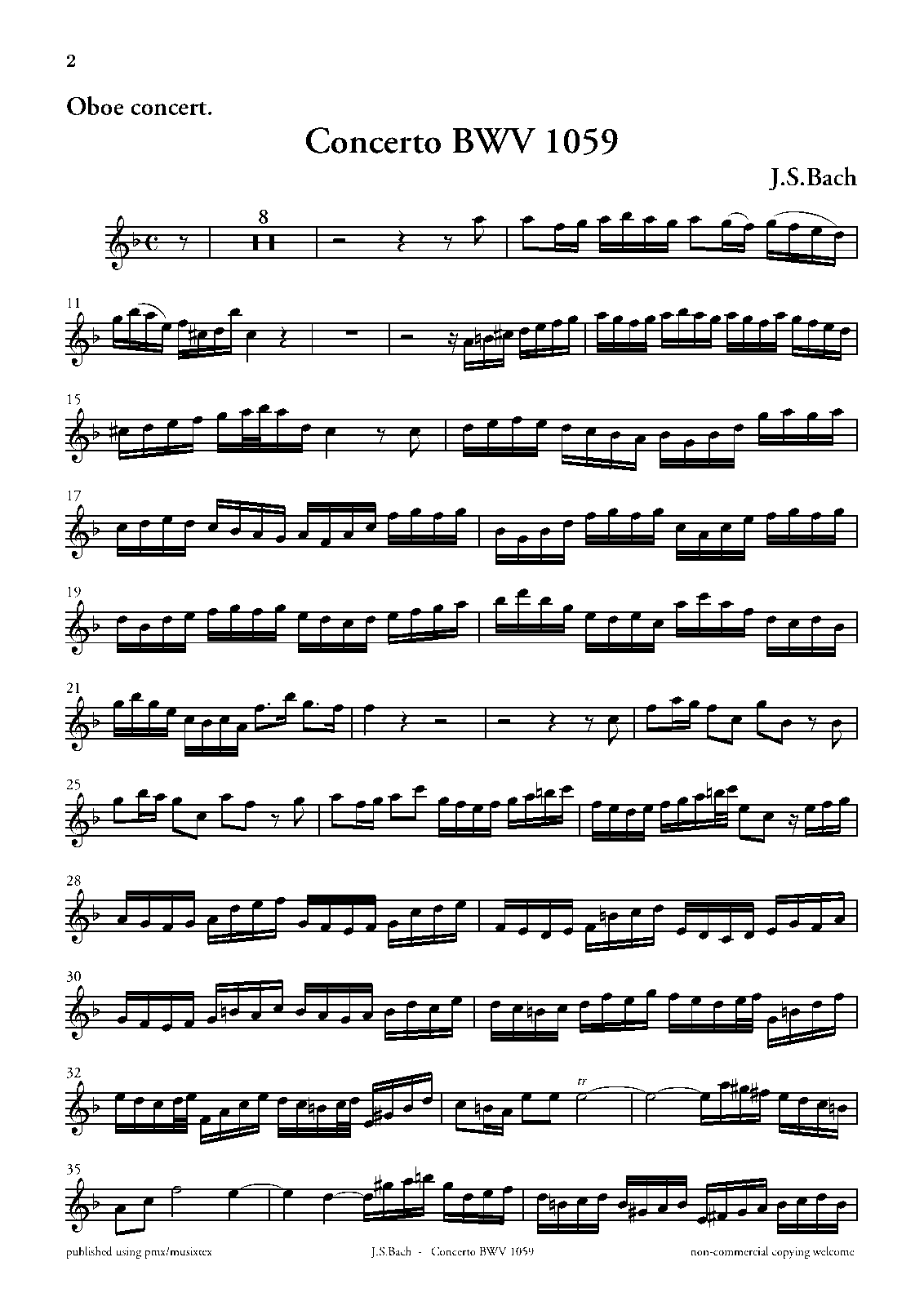 Oboe Concerto in D minor, BWV 1059R (Bach, Johann Sebastian) IMSLP