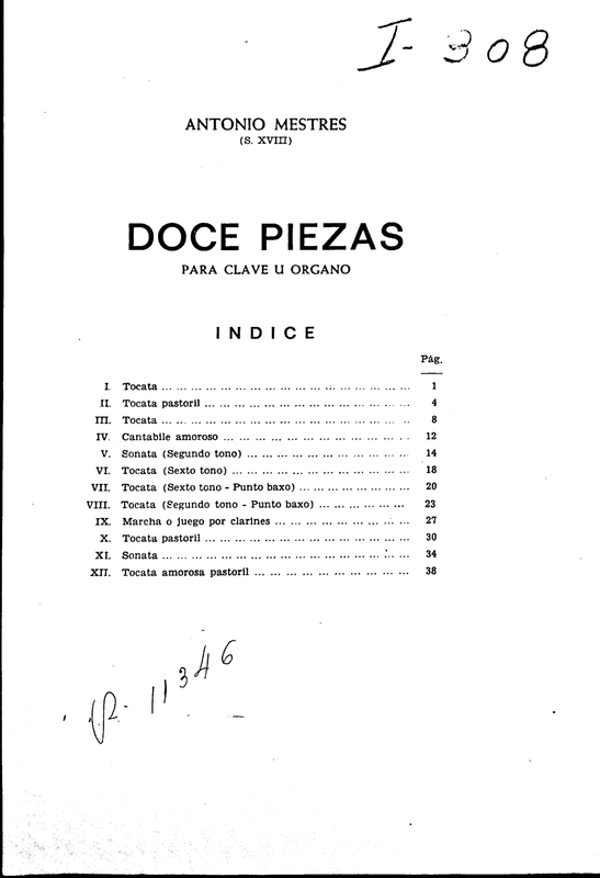 Doce piezas para clave u organo