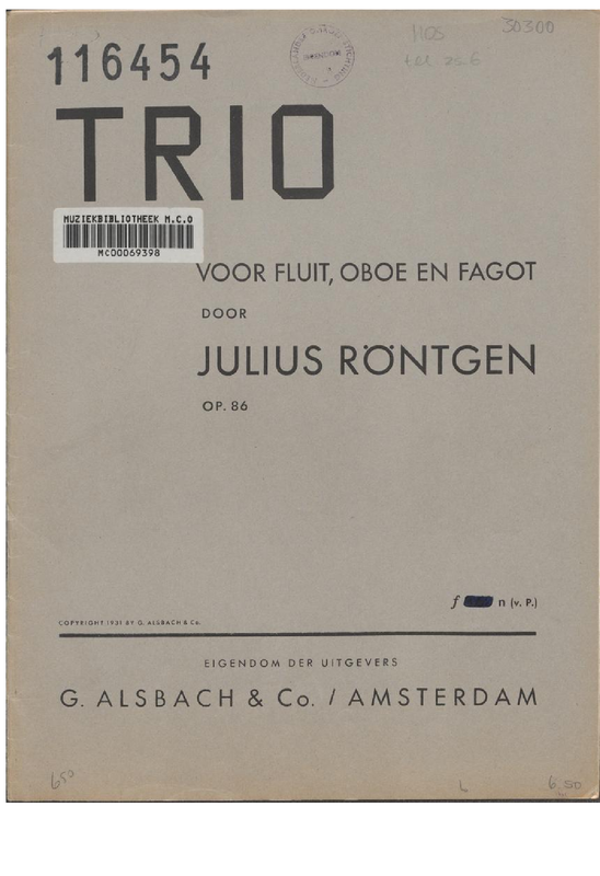 Trio for Flute, Oboe, and Bassoon, Op.86 (Röntgen, Julius) IMSLP