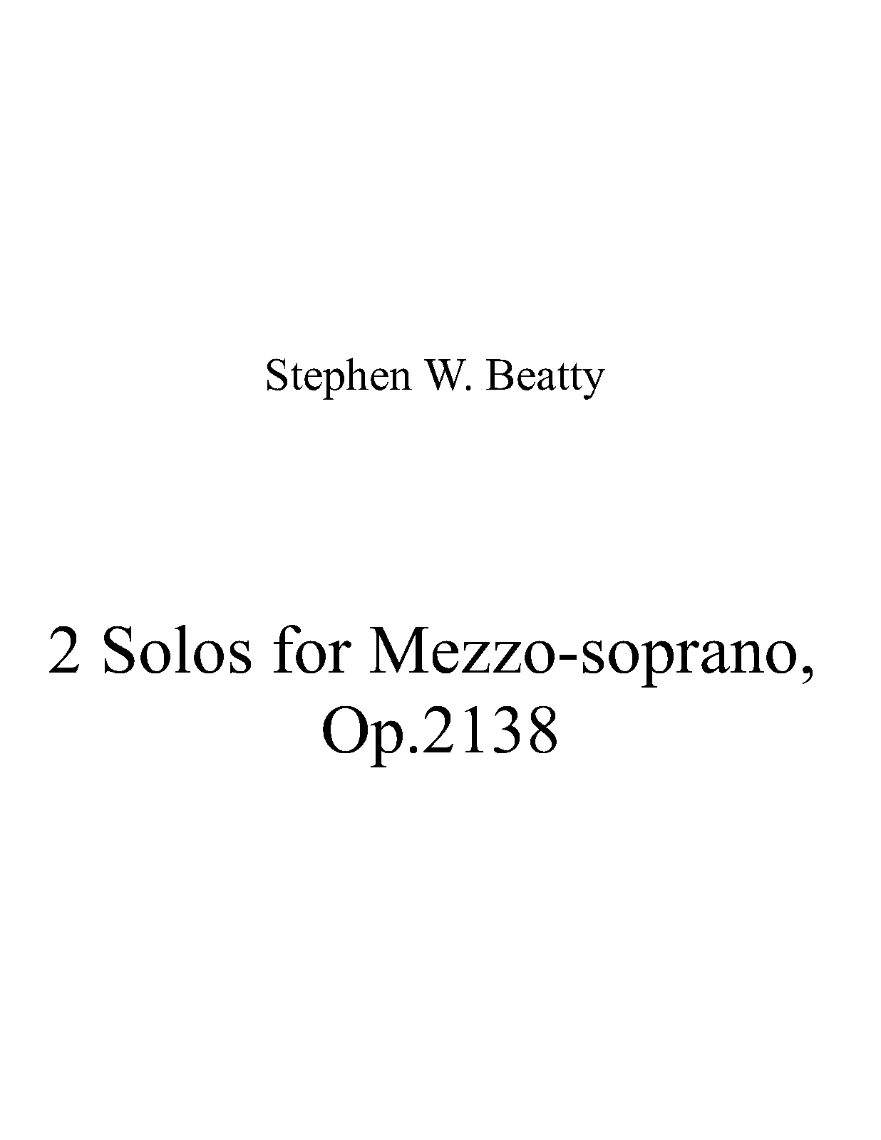 2 Solos for Mezzo-soprano