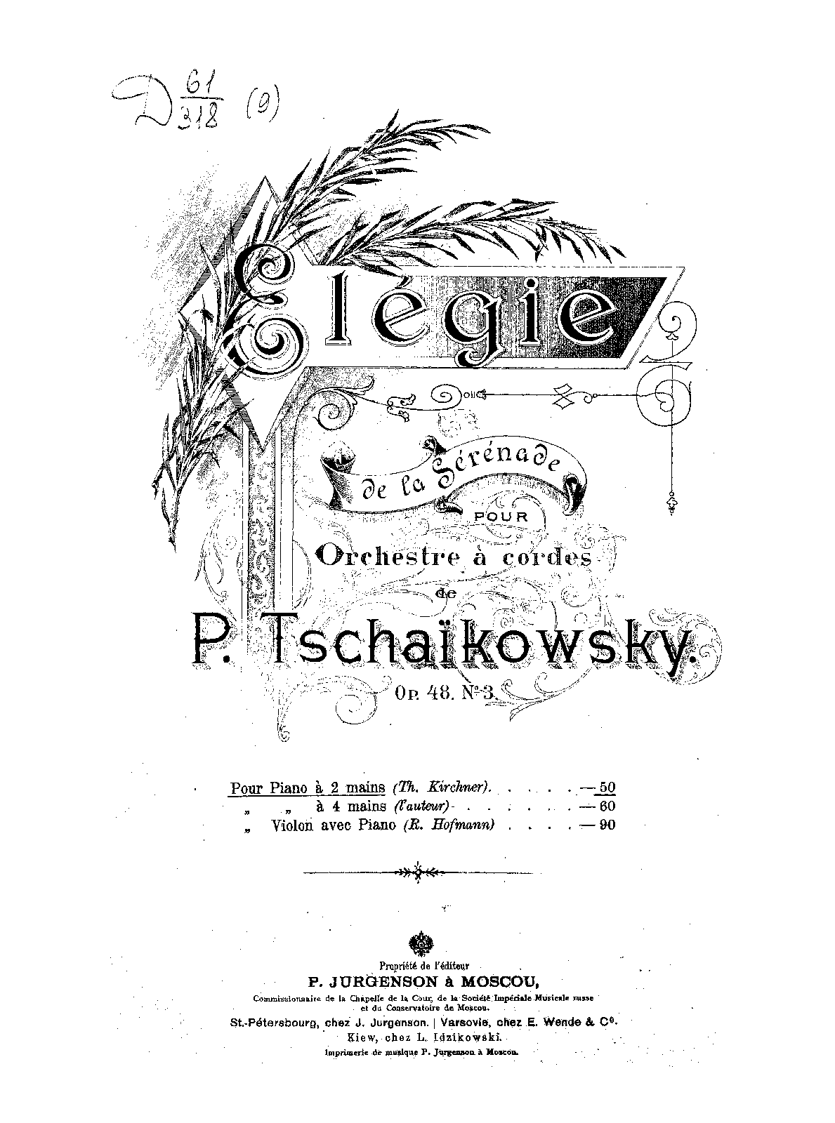 Serenade for String Orchestra, Op.48 (Tchaikovsky, Pyotr) IMSLP Free