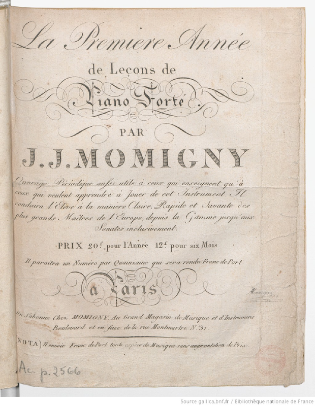 La Première Année de Leçons de Piano Forte (Momigny, JérômeJoseph de