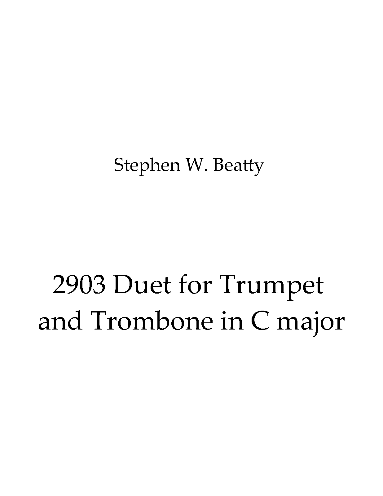 Duet for Trumpet and Trombone in C major, Op.2903 (Beatty, Stephen W