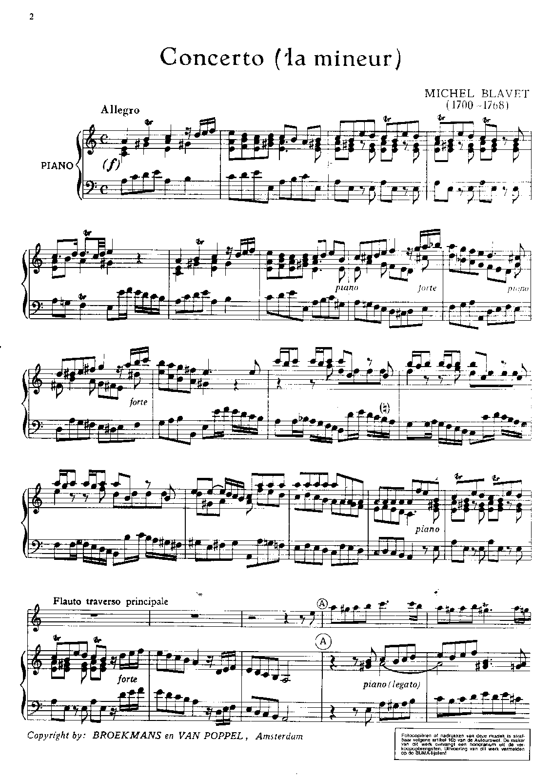 Flute Concerto in A minor (Blavet, Michel) IMSLP Free Sheet Music