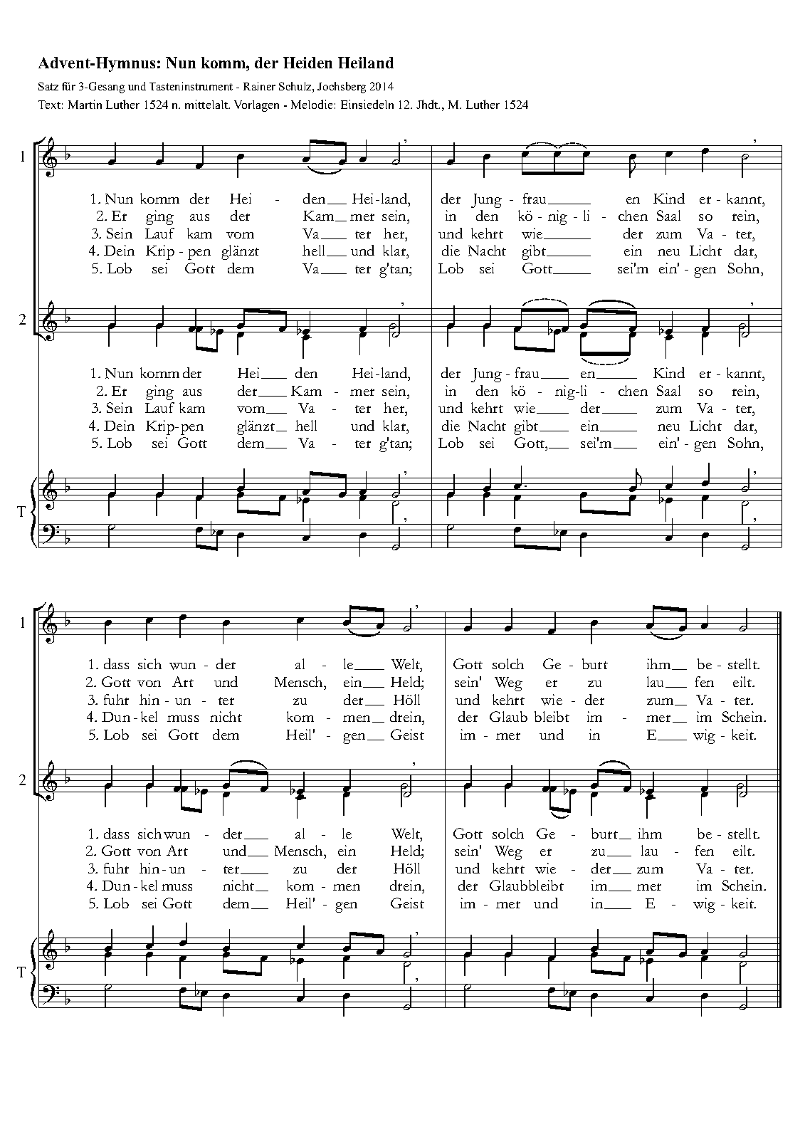 Nun Komm, Der Heiden Heiland (Schulz, Rainer) - IMSLP